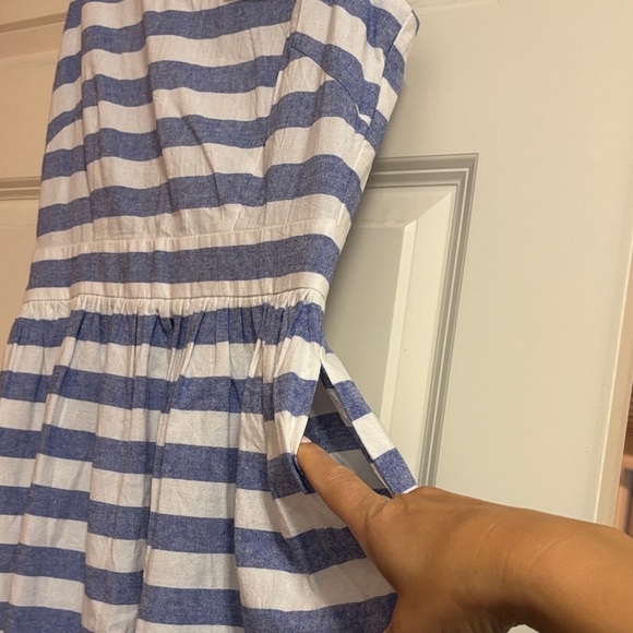 FRNCH Blue and White Striped 100% Cotton Midi Dress - Picture 7 of 11